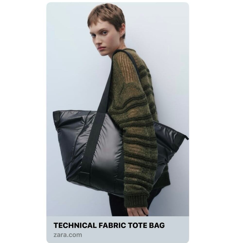 Zara Technical Fabric Tote Bag